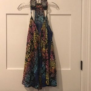 Kiwi Tucker Black Printed V Neck Dress Sz Medium